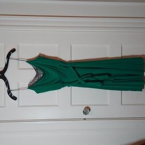 Vintage Diane Von Furstenberg DvF Ravine Dress Black Lace Detail Kelly Green 12